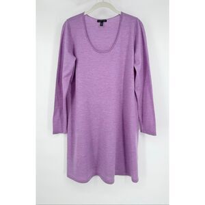 Eileen Fisher 100% Merino Wool Scoop Neck Long Sleeve Dress Women's Size Medium